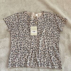Bohme Leopard Print Short Sleeve Sweater Tee